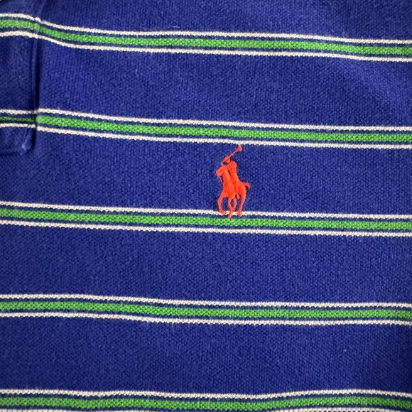 Polo Ralph Lauren Mens Striped Polo Shirt Classic Fit‎ Blue Green Casual Career - Picture 4 of 9